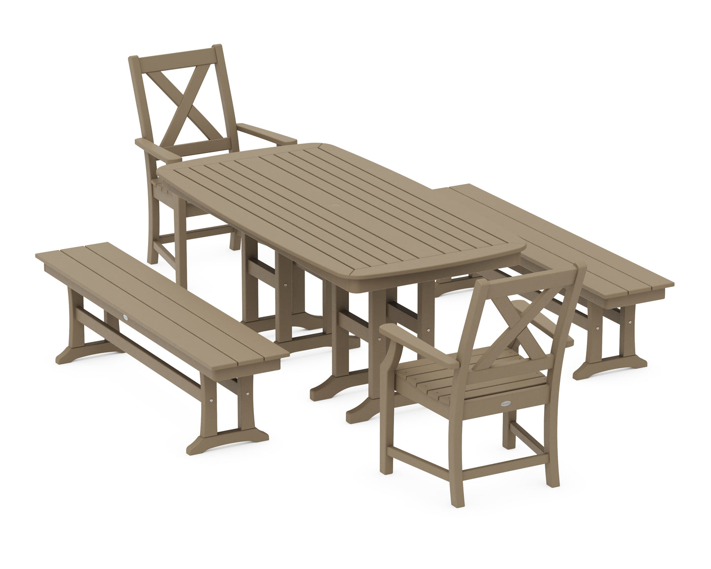 Braxton 5-Piece Dining Set with Benches