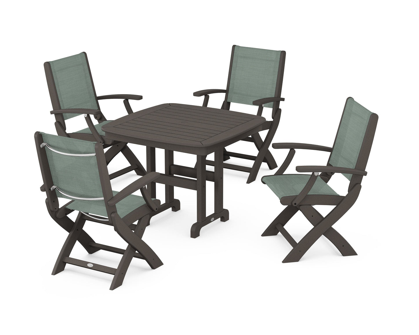Coastal Folding Chair 5-Piece Dining Set