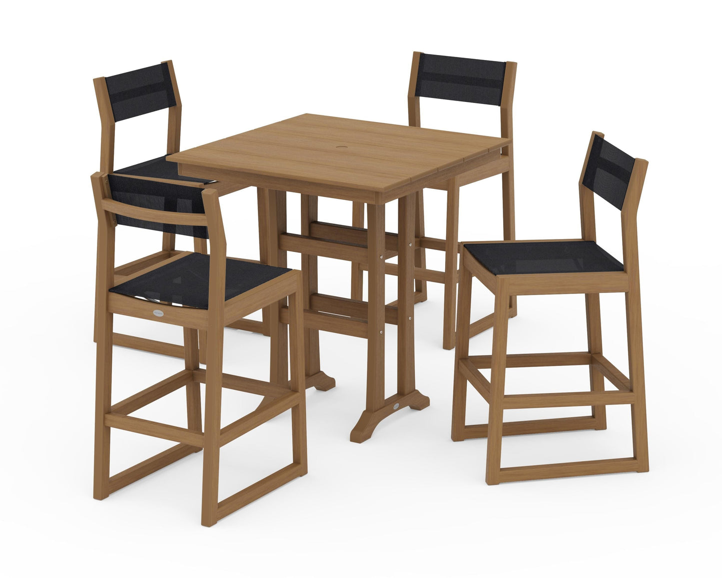 EDGE Sling Arm Chair 5-Piece Farmhouse Bar Set with Trestle Legs