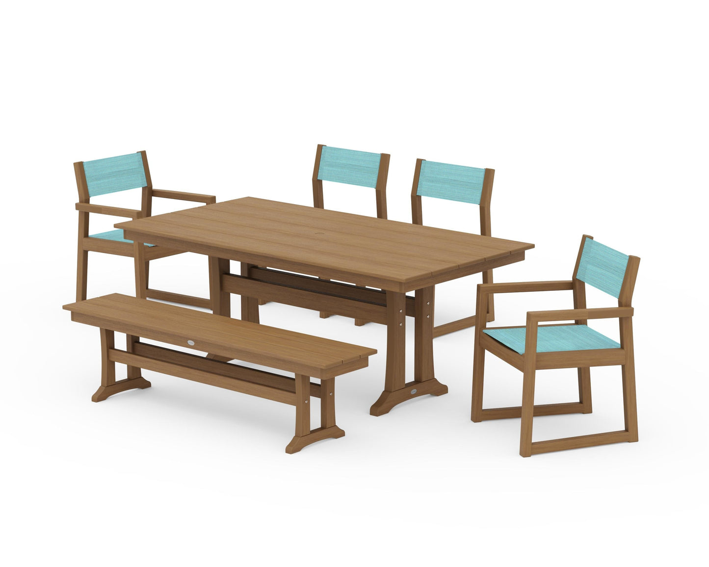 EDGE Sling 6-Piece Farmhouse Dining Set With Trestle Legs