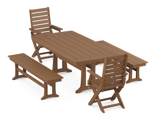 Captain Folding Chair 5-Piece Dining Set with Trestle Legs