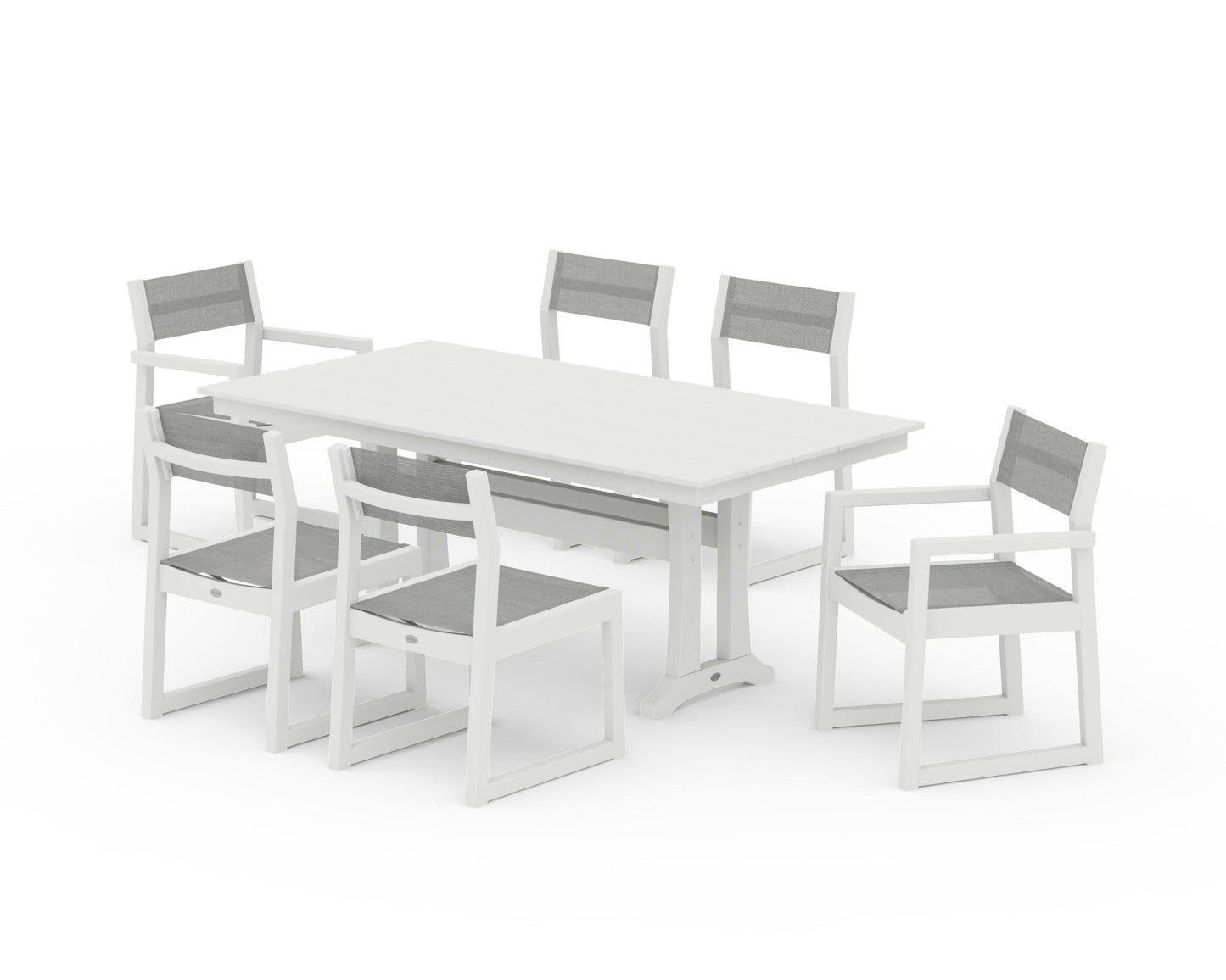 EDGE Sling 7-Piece Farmhouse Trestle Dining Set