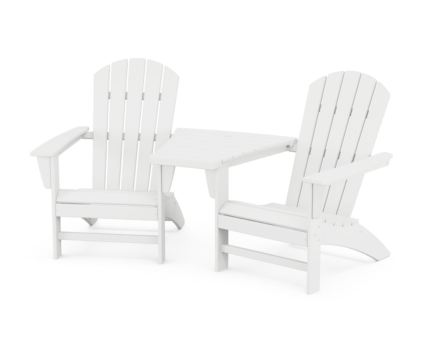 Nautical 3-Piece Adirondack Set with Angled Connecting Table