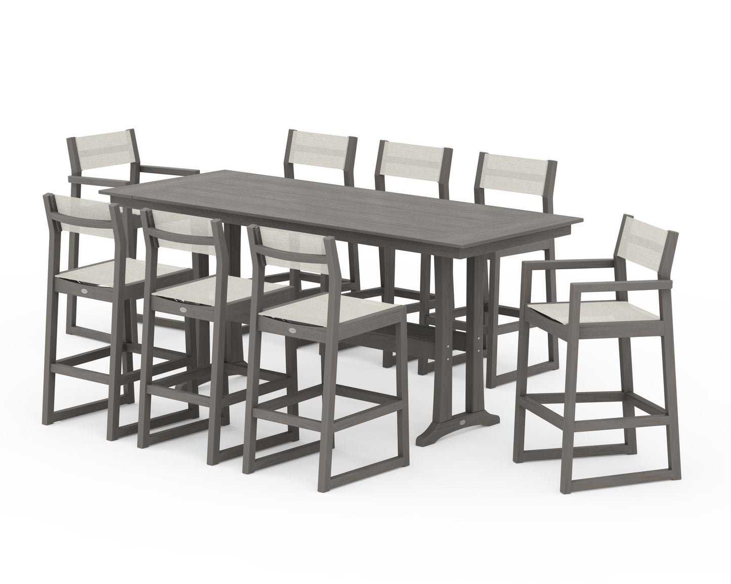 EDGE Sling 9-Piece Farmhouse Bar Set with Trestle Legs