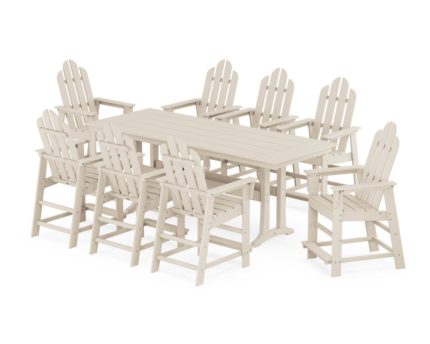 Long Island 9-Piece Farmhouse Counter Set with Trestle Legs