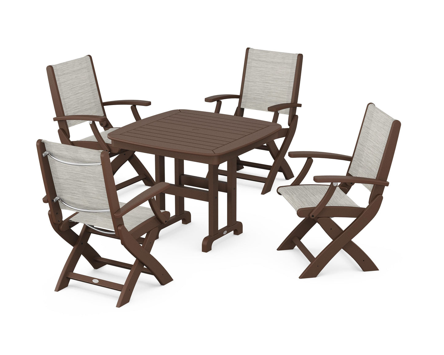 Coastal Folding Chair 5-Piece Dining Set