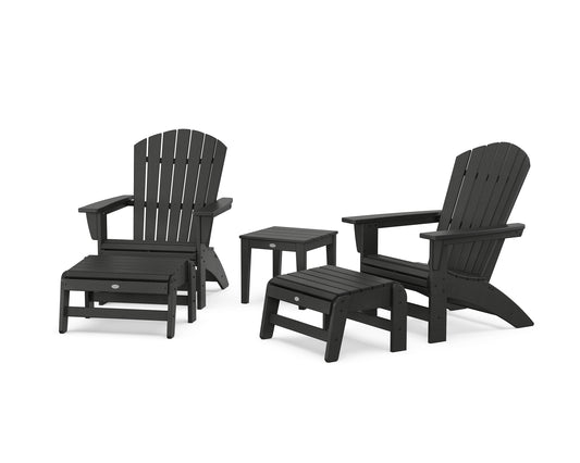 5-Piece Nautical Grand Adirondack Set with Ottomans and Side Table