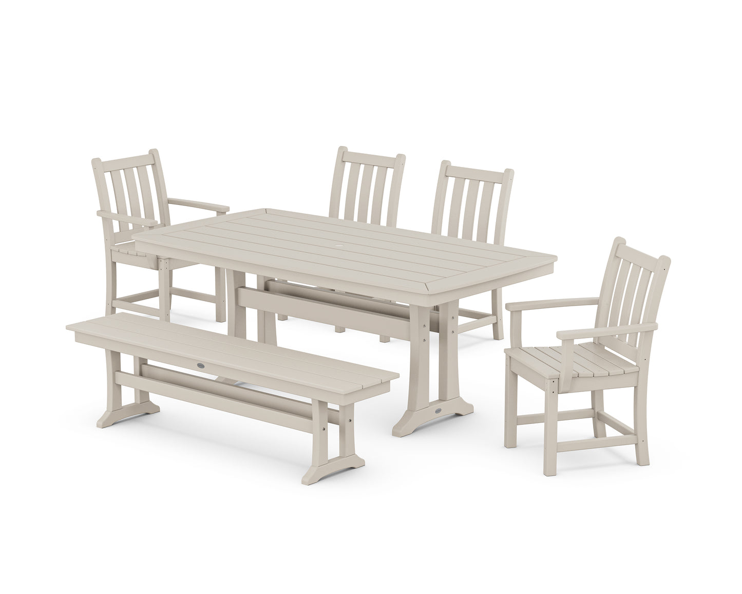 Traditional Garden 6-Piece Dining Set with Trestle Legs