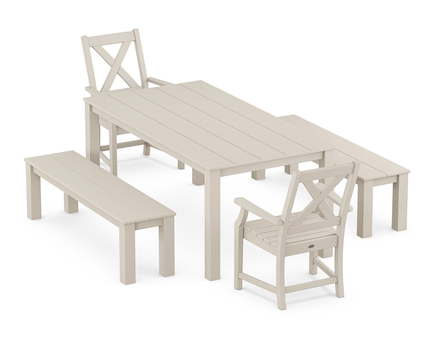 Braxton 5-Piece Parsons Dining Set with Benches