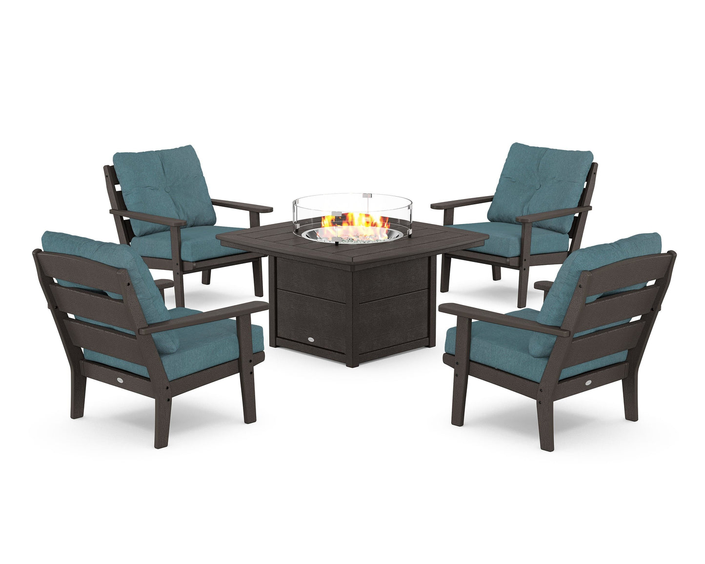 Lakeside 5-Piece Deep Seating Set with Nautical Fire Pit Table