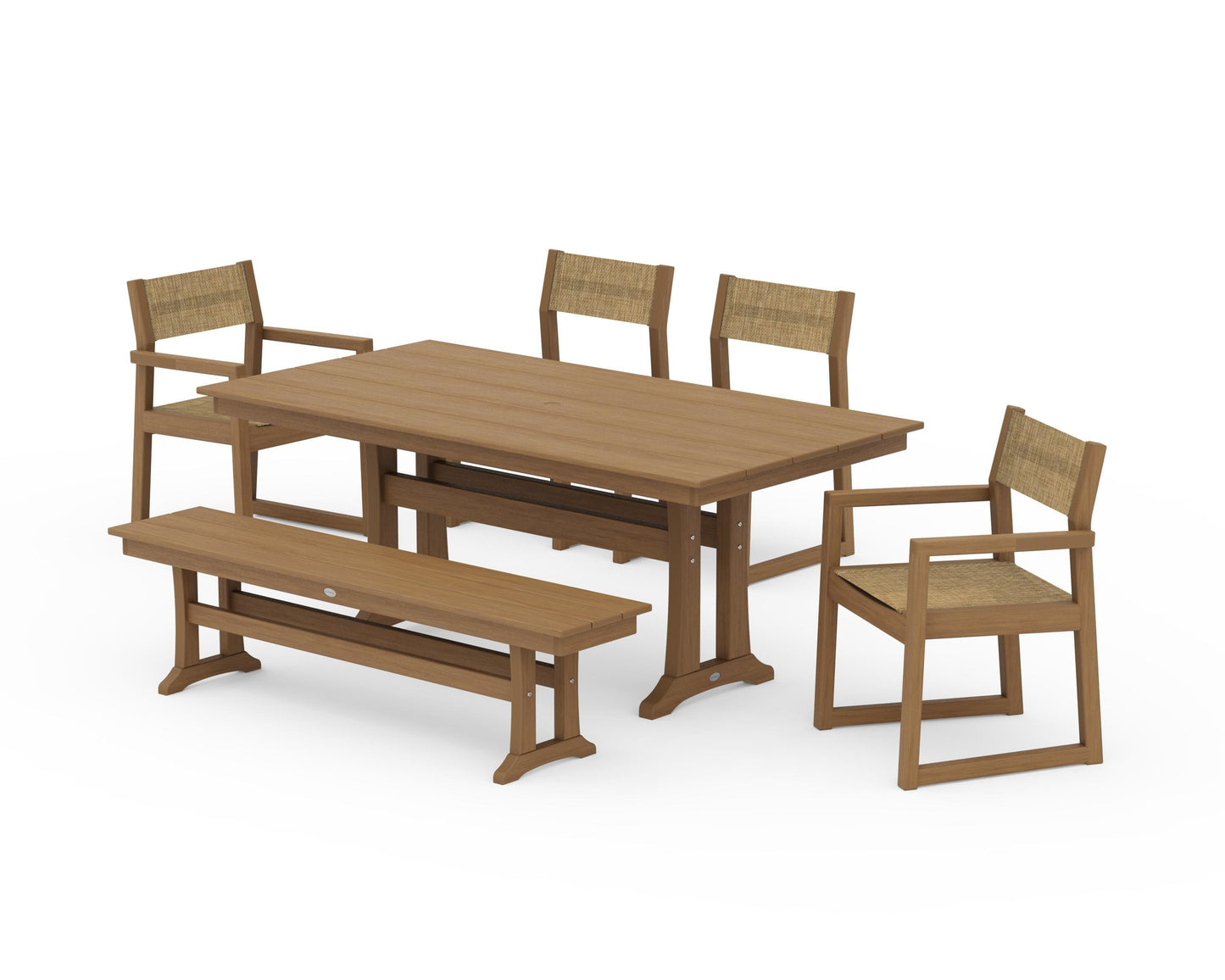 EDGE Sling 6-Piece Farmhouse Dining Set With Trestle Legs