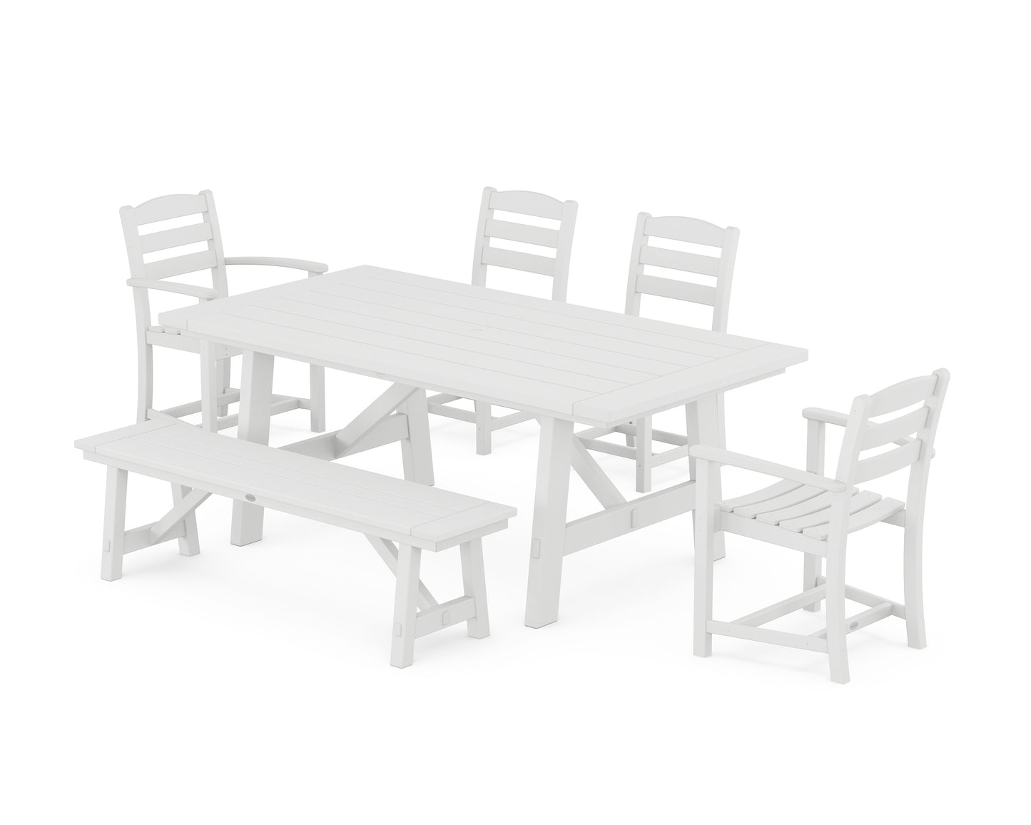 La Casa Café 6-Piece Rustic Farmhouse Dining Set with Bench