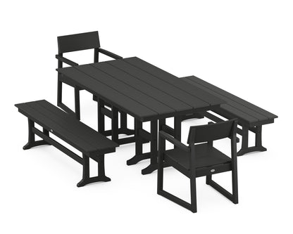 EDGE 5-Piece Farmhouse Dining Set with Benches