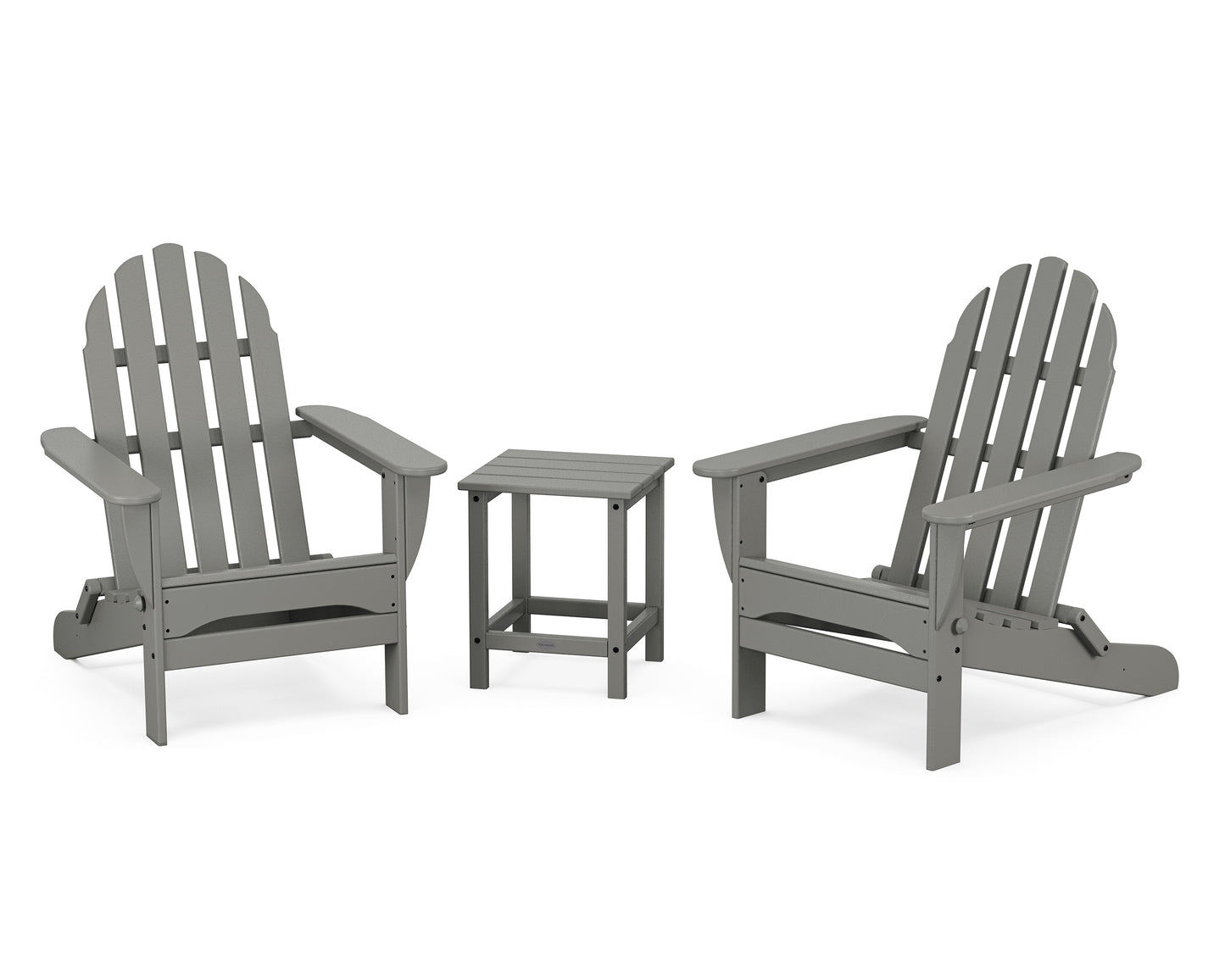 Classic Folding Adirondack 3-Piece Set with Long Island 18" Side Table