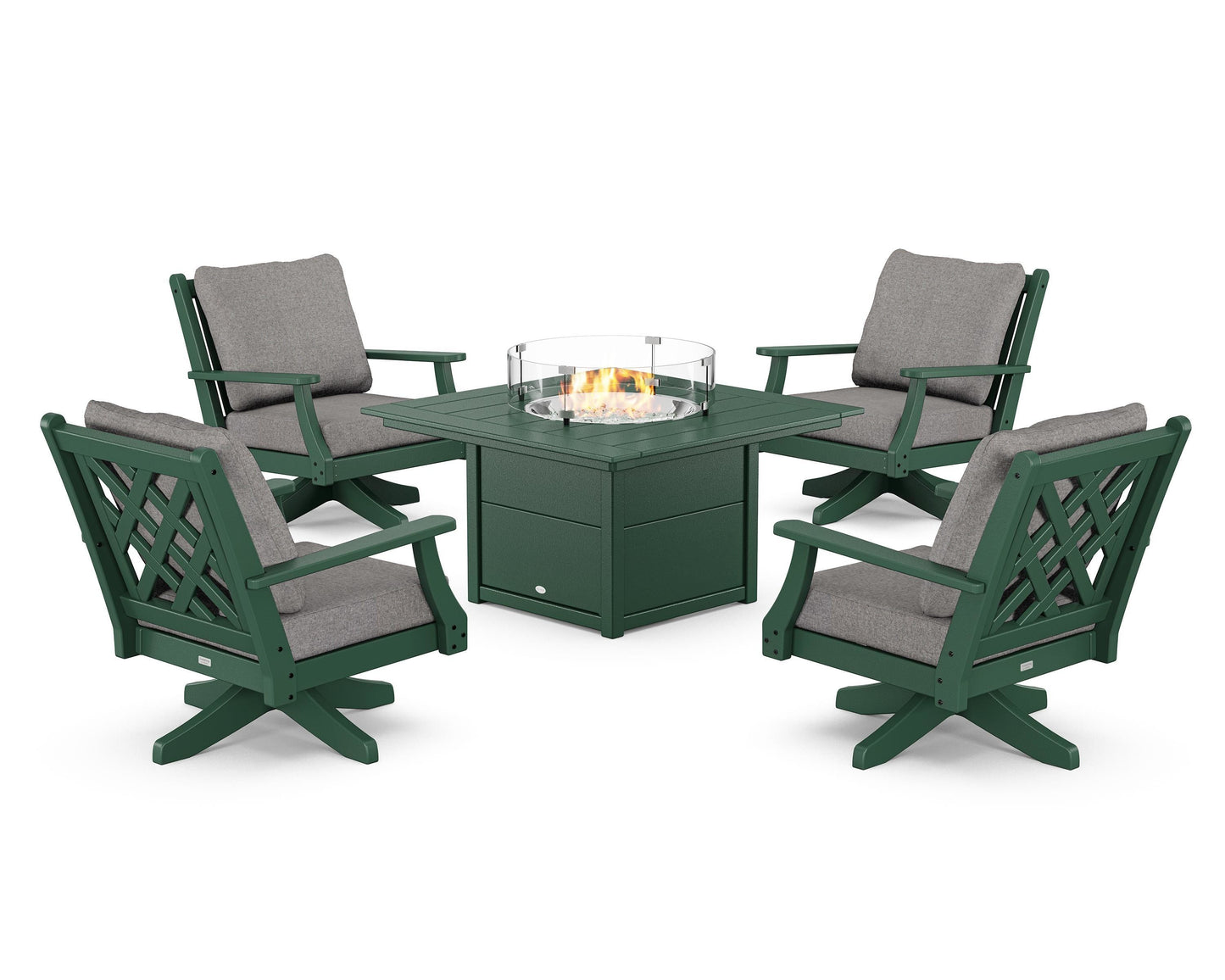 Wovendale 5-Piece Deep Seating Swivel Conversation Set with Fire Pit Table