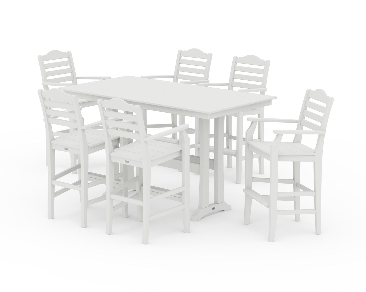 Savannah Arm Chair 7-Piece Farmhouse Bar Set with Trestle Legs