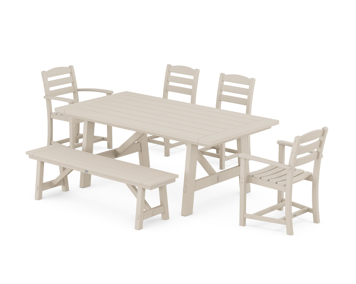 La Casa Café 6-Piece Rustic Farmhouse Dining Set with Bench