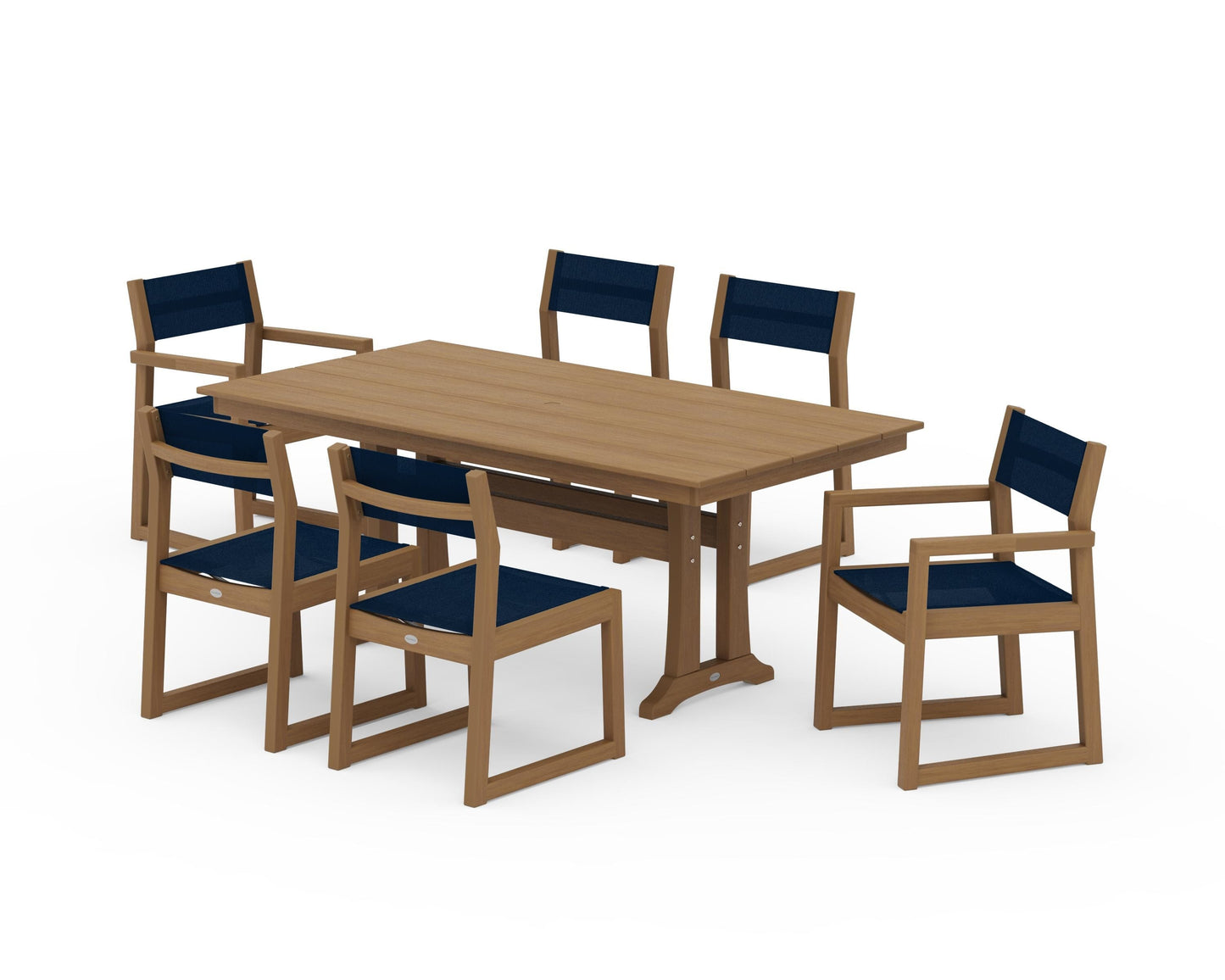 EDGE Sling 7-Piece Farmhouse Trestle Dining Set