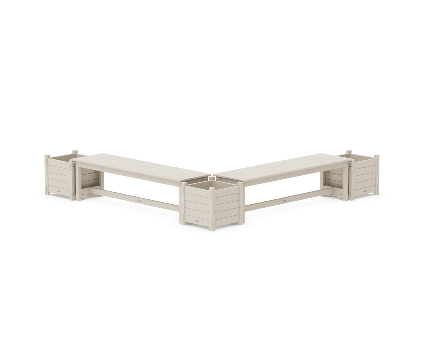 60" Nautical L- Shaped Planter Bench Corner Set