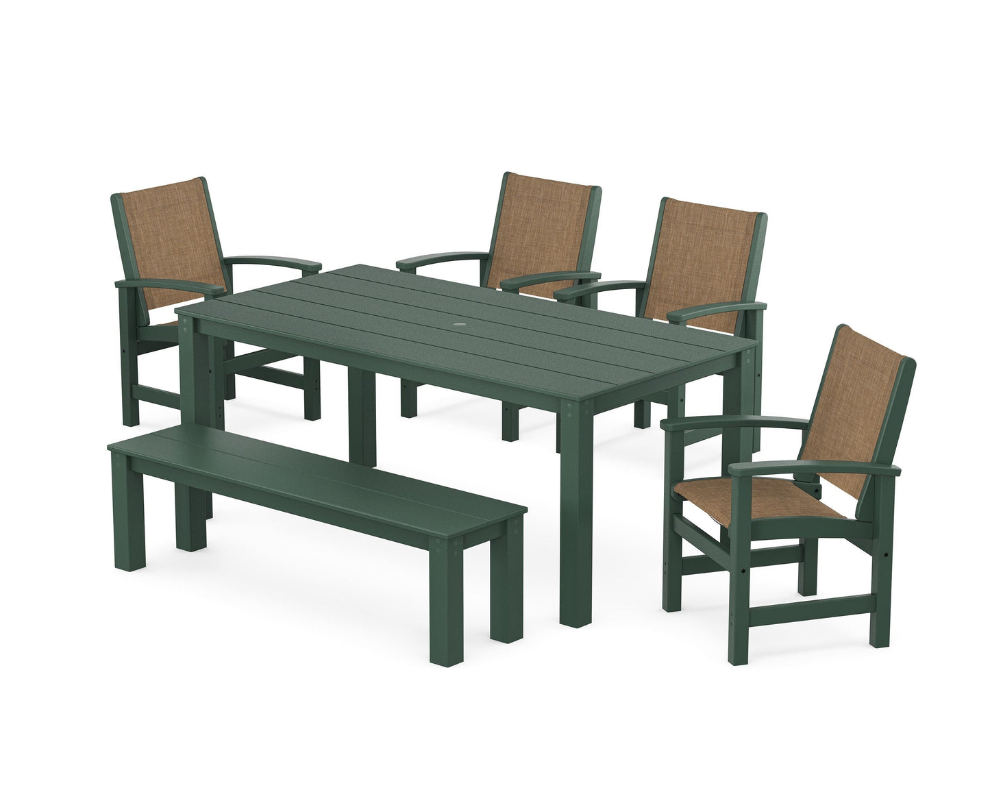 Coastal 6-Piece Parsons Dining Set with Bench
