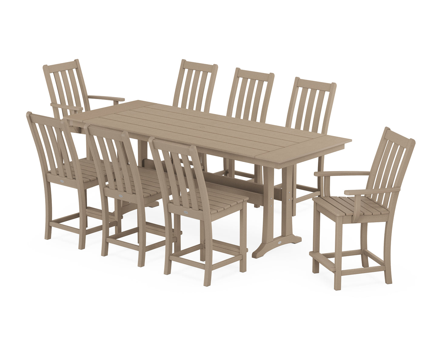 Vineyard 9-Piece Farmhouse Counter Set with Trestle Legs