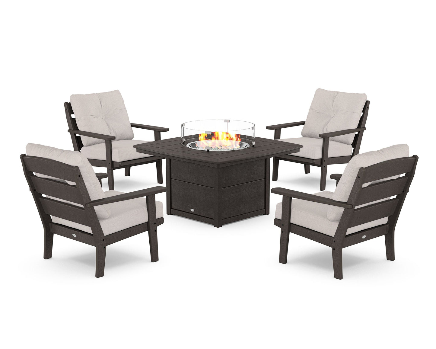 Lakeside 5-Piece Deep Seating Set with Nautical Fire Pit Table