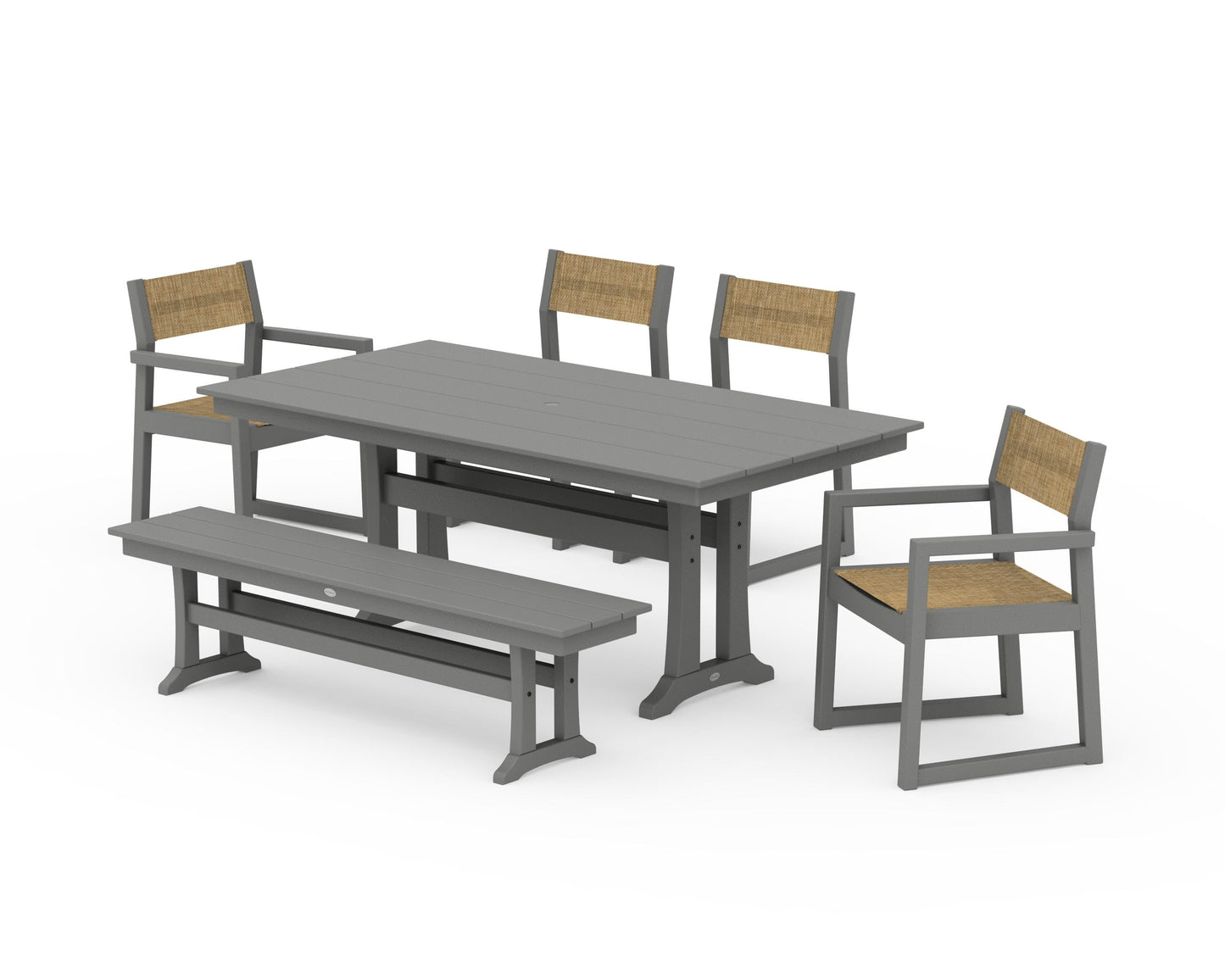 EDGE Sling 6-Piece Farmhouse Dining Set With Trestle Legs