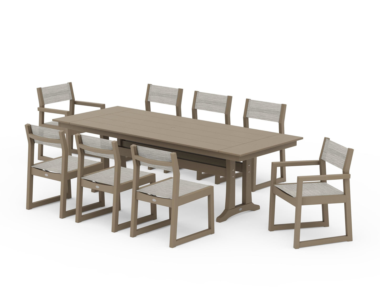 EDGE Sling 9-Piece Farmhouse Trestle Dining Set