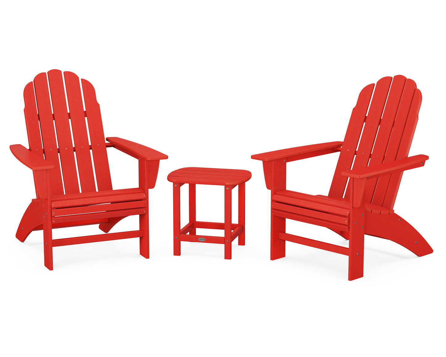 Vineyard 3-Piece Curveback Adirondack Set with South Beach 18" Side Table