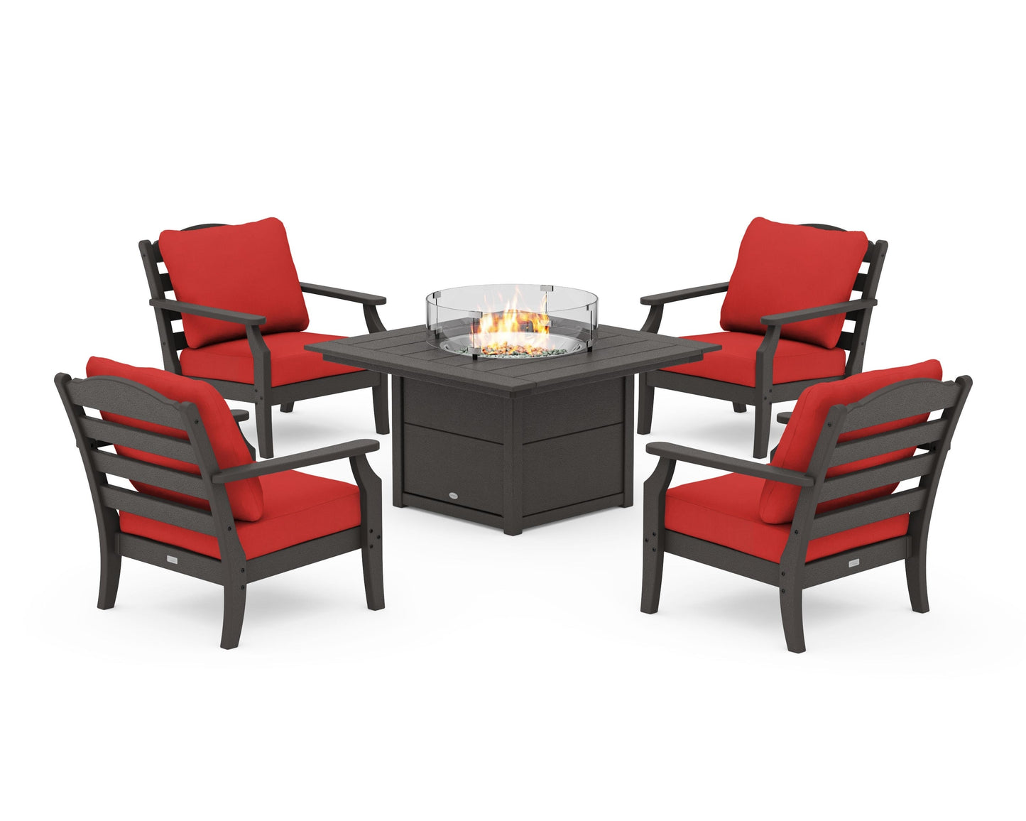 Savannah 5-Piece Deep Seating Set with Fire Pit Table