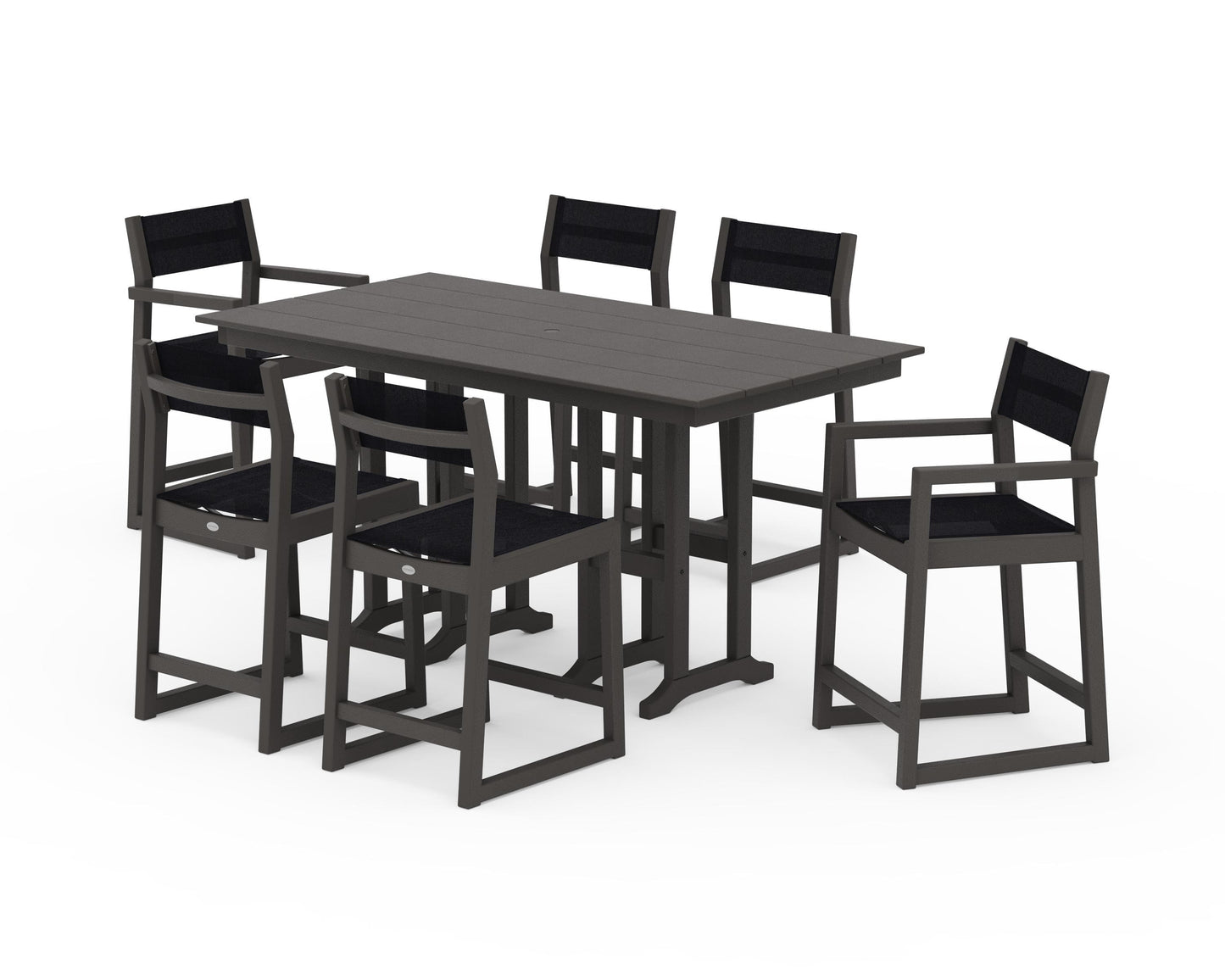 EDGE Sling 7-Piece Farmhouse Counter Set with Trestle Legs