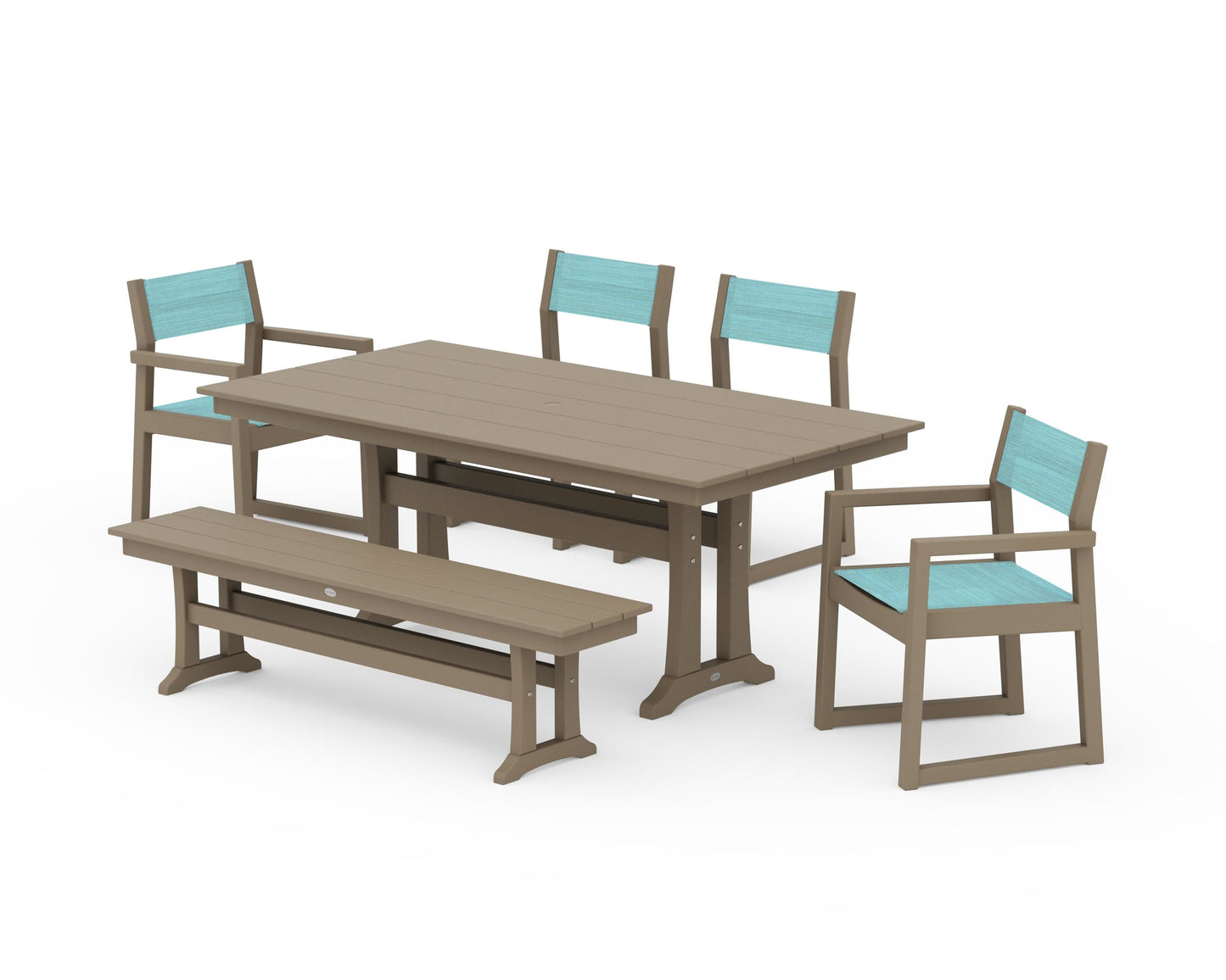 EDGE Sling 6-Piece Farmhouse Dining Set With Trestle Legs