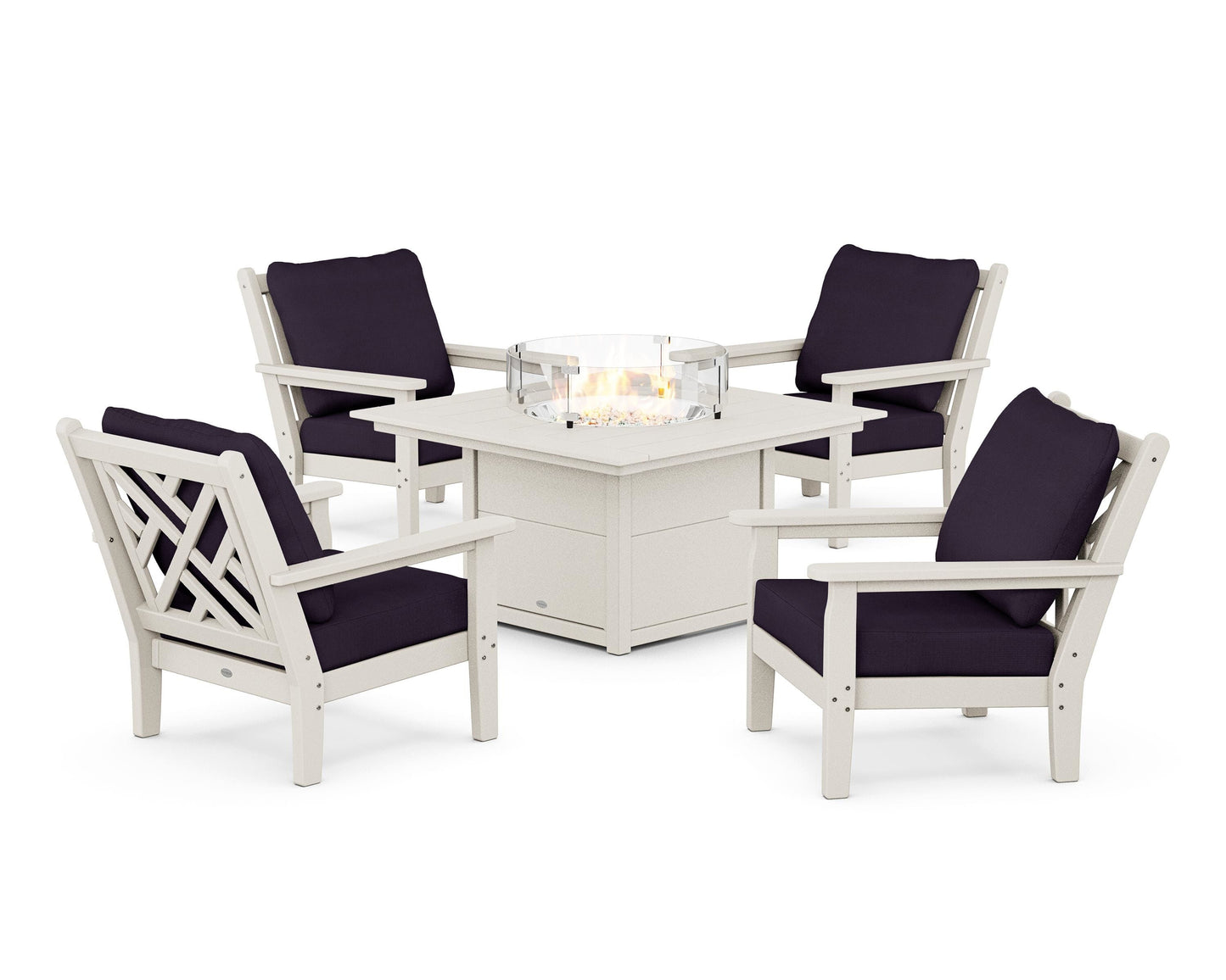 Chippendale 5-Piece Deep Seating Set with Fire Pit Table