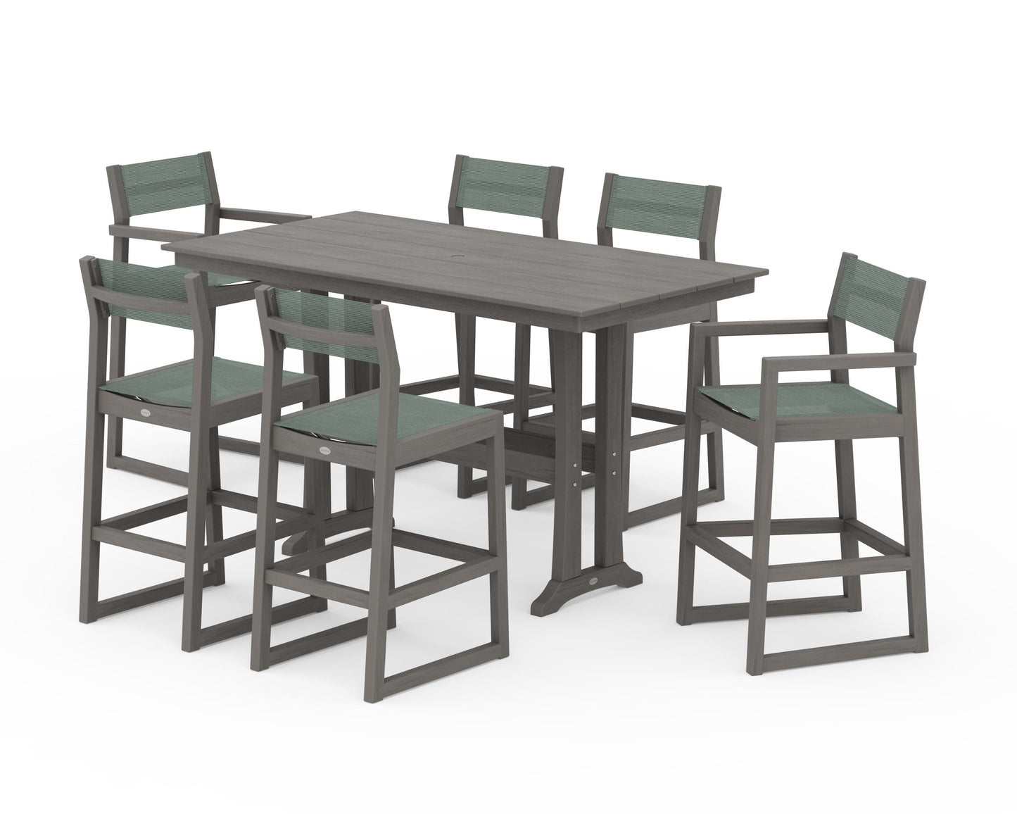 EDGE Sling 7-Piece Farmhouse Bar Set with Trestle Legs
