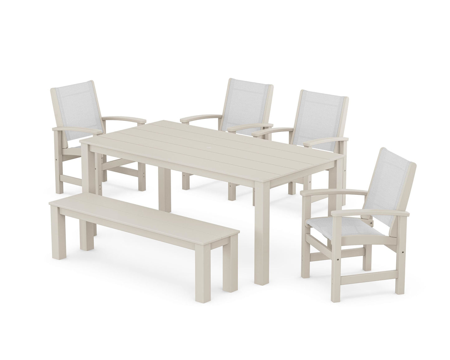 Coastal 6-Piece Parsons Dining Set with Bench