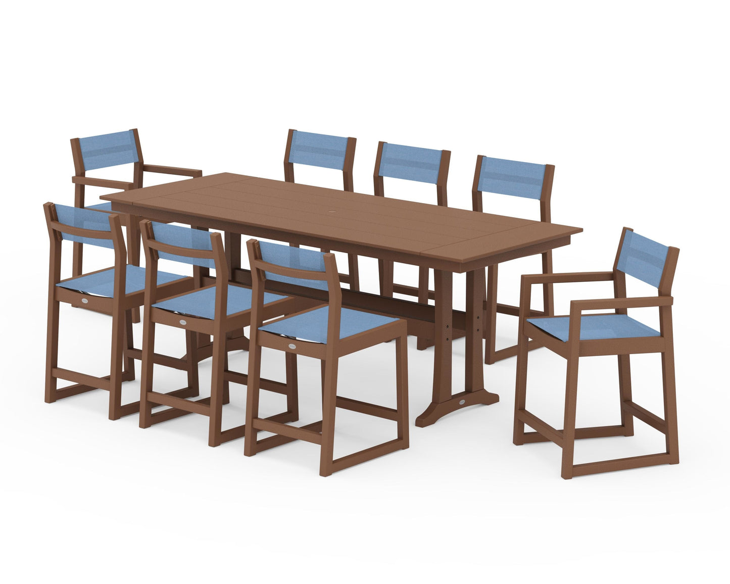 EDGE Sling 9-Piece Farmhouse Counter Set with Trestle Legs