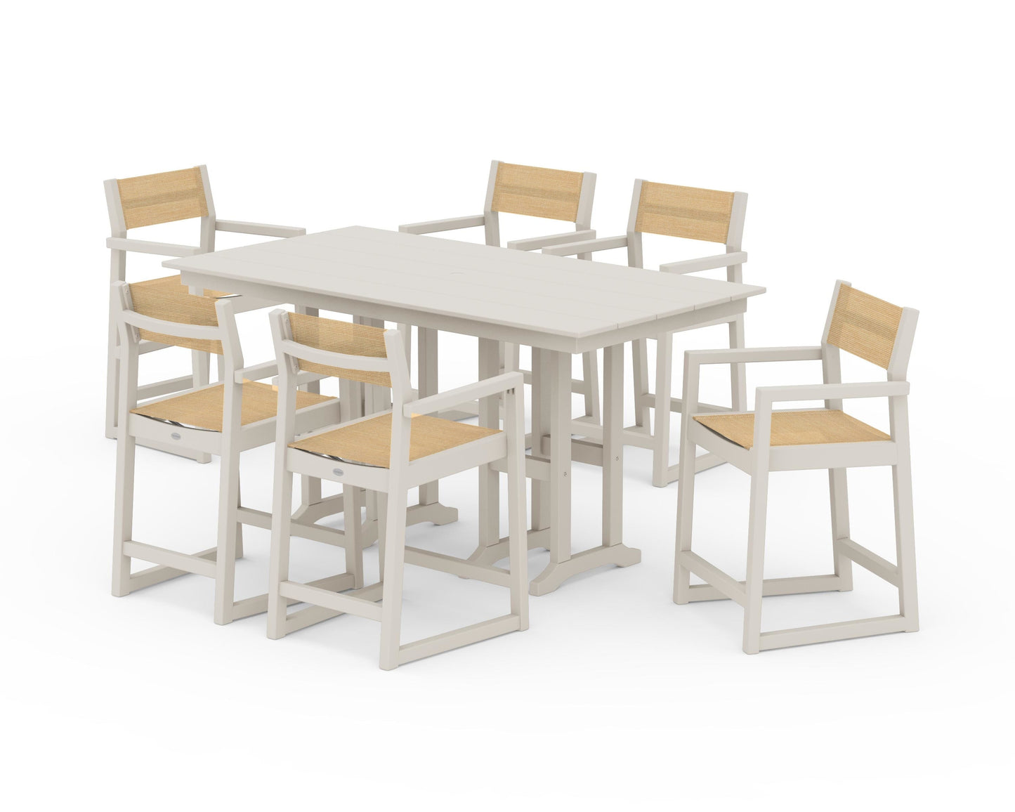 EDGE Sling Arm Chair 7-Piece Farmhouse Counter Set