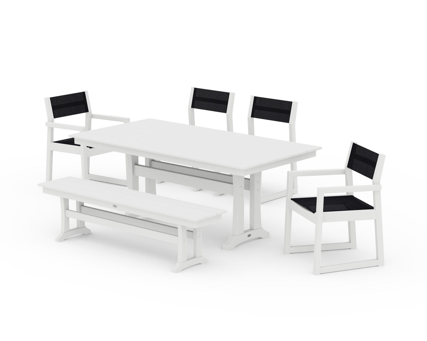 EDGE Sling 6-Piece Farmhouse Dining Set With Trestle Legs