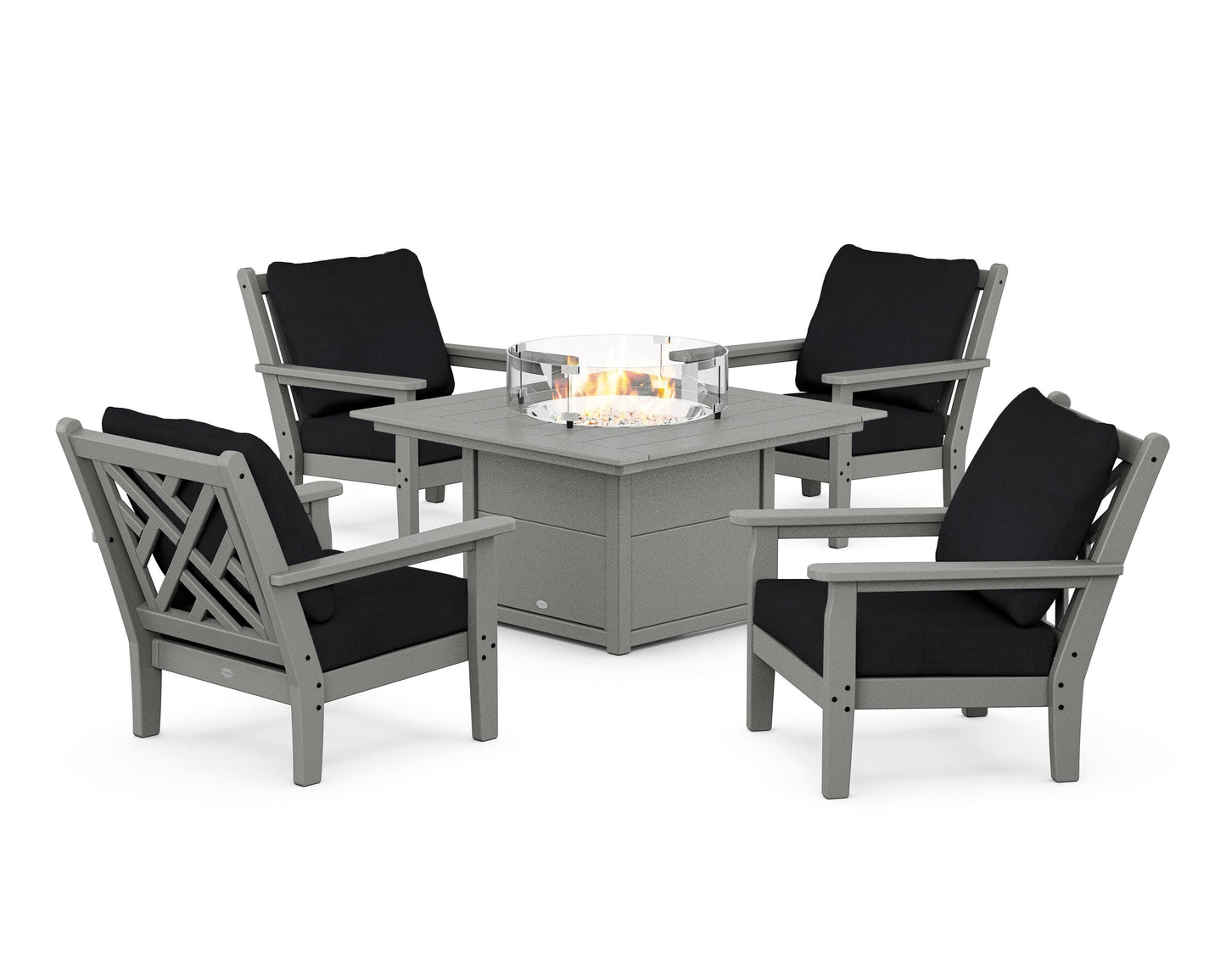 Chippendale 5-Piece Deep Seating Set with Fire Pit Table
