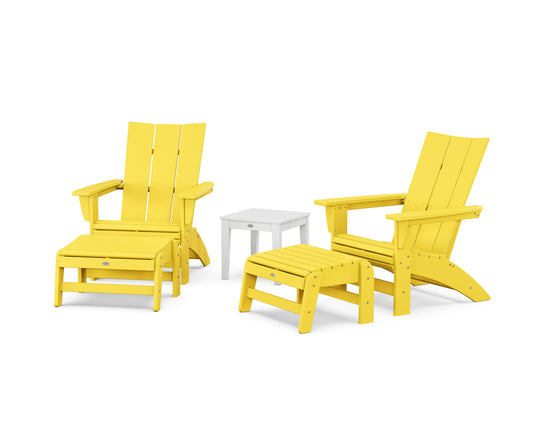 5-Piece Modern Grand Adirondack Set with Ottomans and Side Table