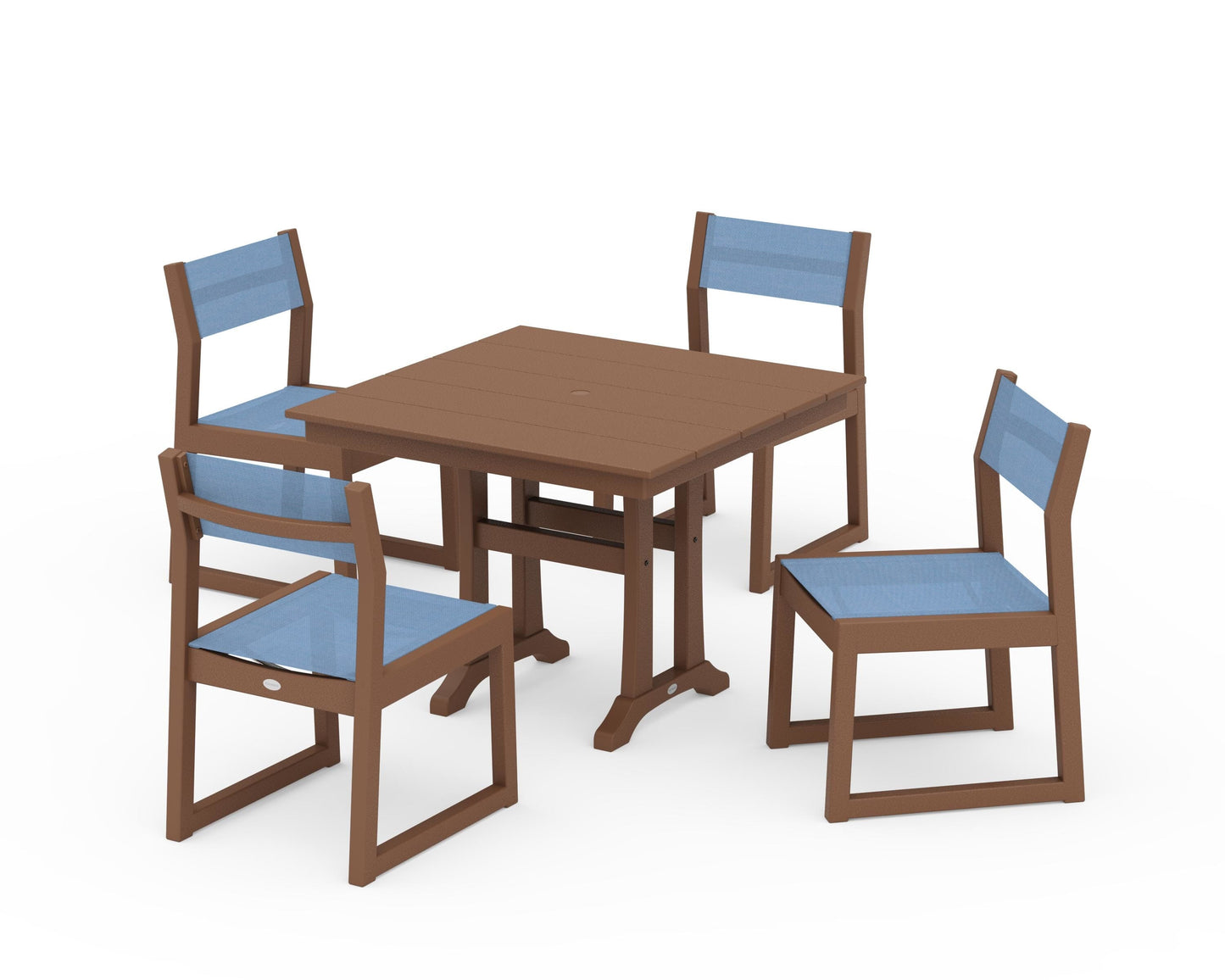 EDGE Sling 5-Piece Farmhouse Trestle Side Chair Dining Set