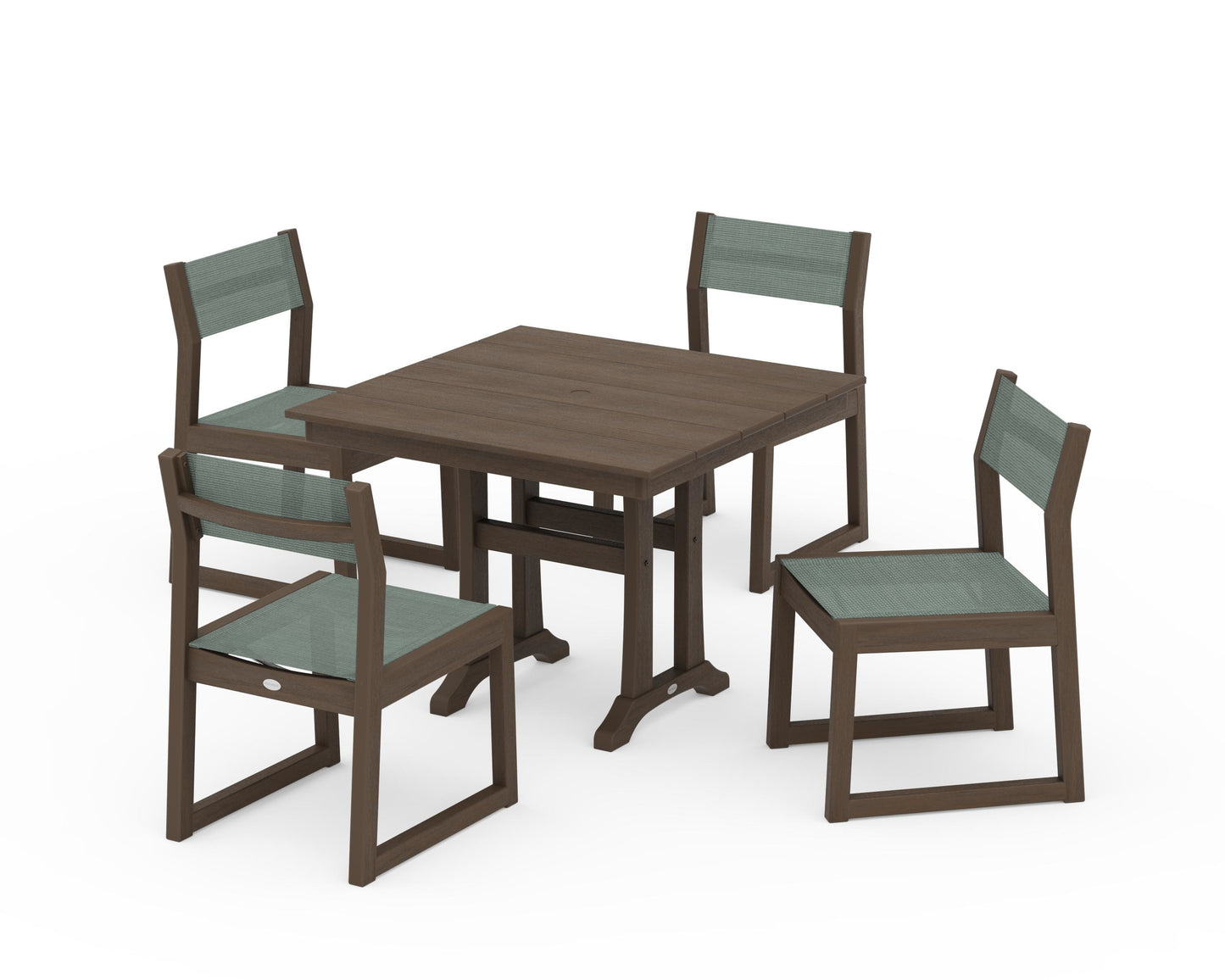 EDGE Sling 5-Piece Farmhouse Trestle Side Chair Dining Set
