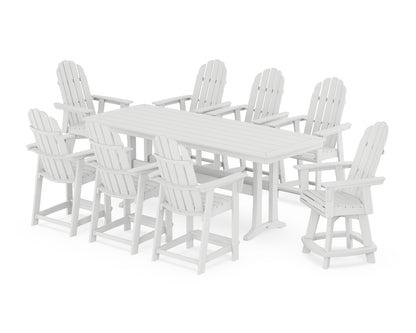 Vineyard Curveback Adirondack Swivel 9-Piece Counter Set with Trestle Legs