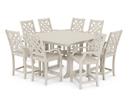 Wovendale 9-Piece Square Counter Set with Trestle Legs