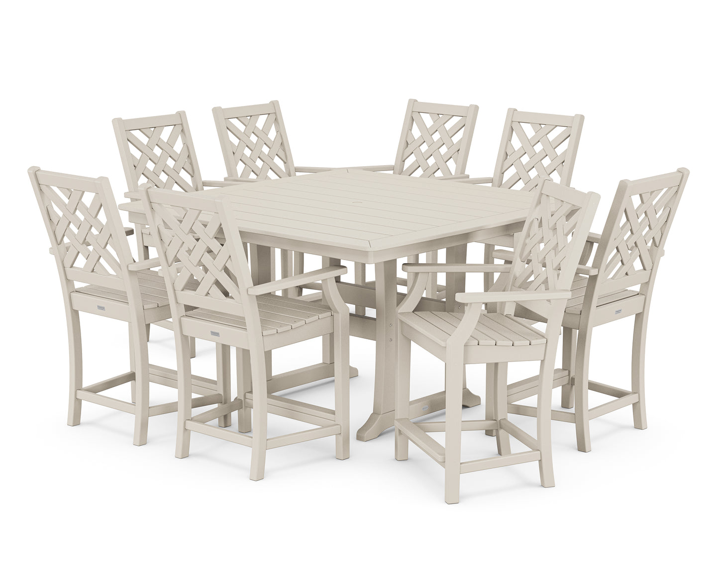 Wovendale 9-Piece Square Counter Set with Trestle Legs