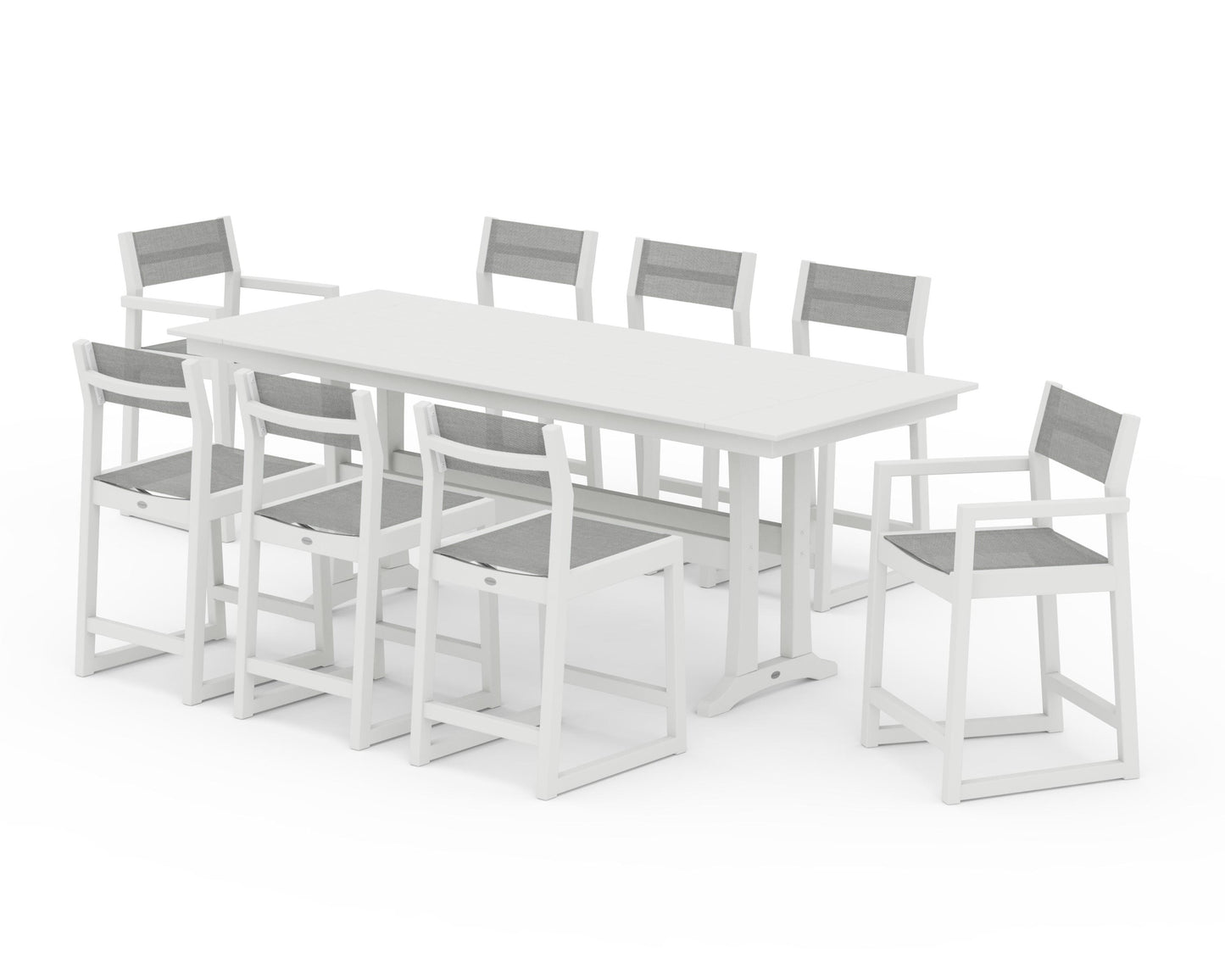 EDGE Sling 9-Piece Farmhouse Counter Set with Trestle Legs