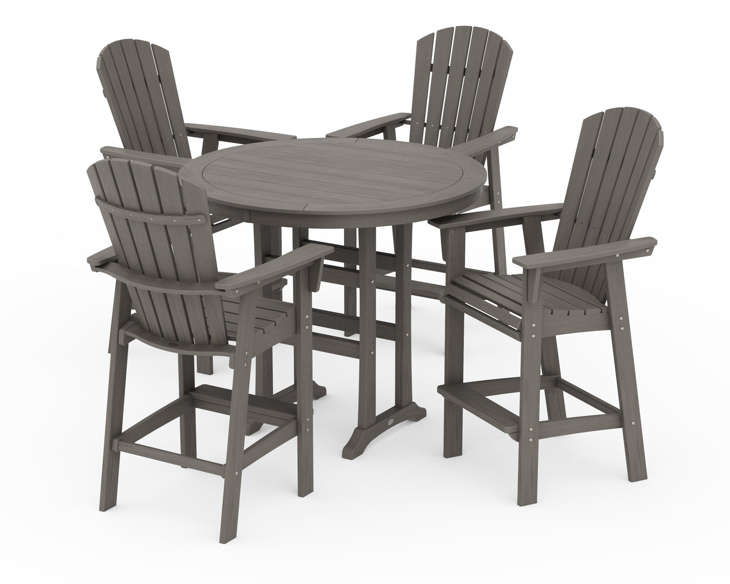Nautical Curveback Adirondack 5-Piece Round Trestle Bar Set