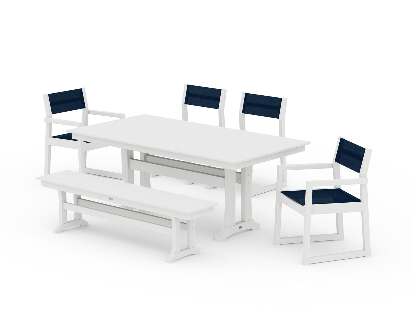 EDGE Sling 6-Piece Farmhouse Dining Set With Trestle Legs