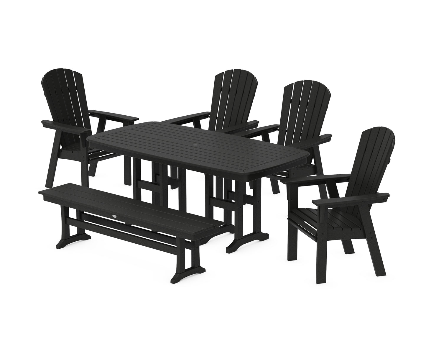 Nautical Curveback Adirondack 6-Piece Dining Set with Bench