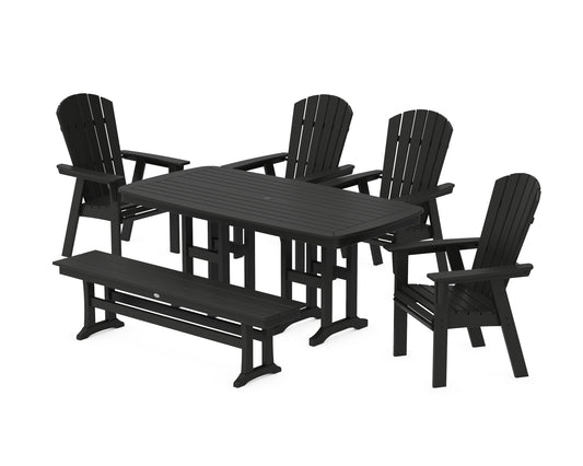 Nautical Curveback Adirondack 6-Piece Dining Set with Bench